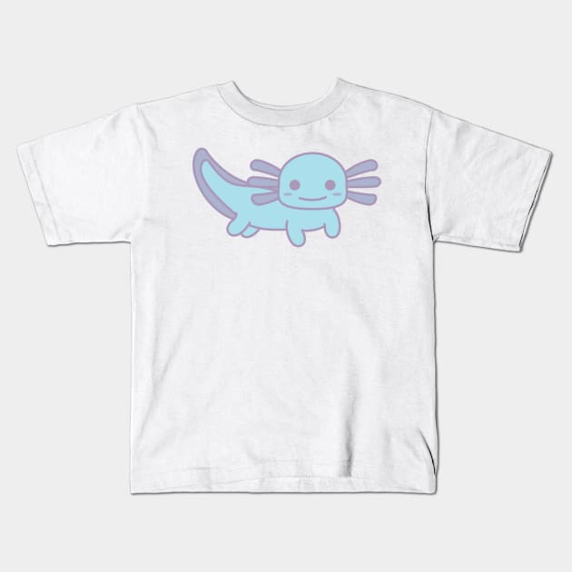 Blue Axolotl Kids T-Shirt by maya-reinstein